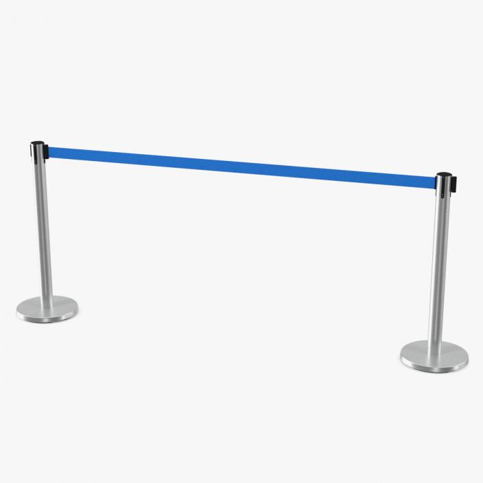 3D Blue Belt Barriers Stanchion model