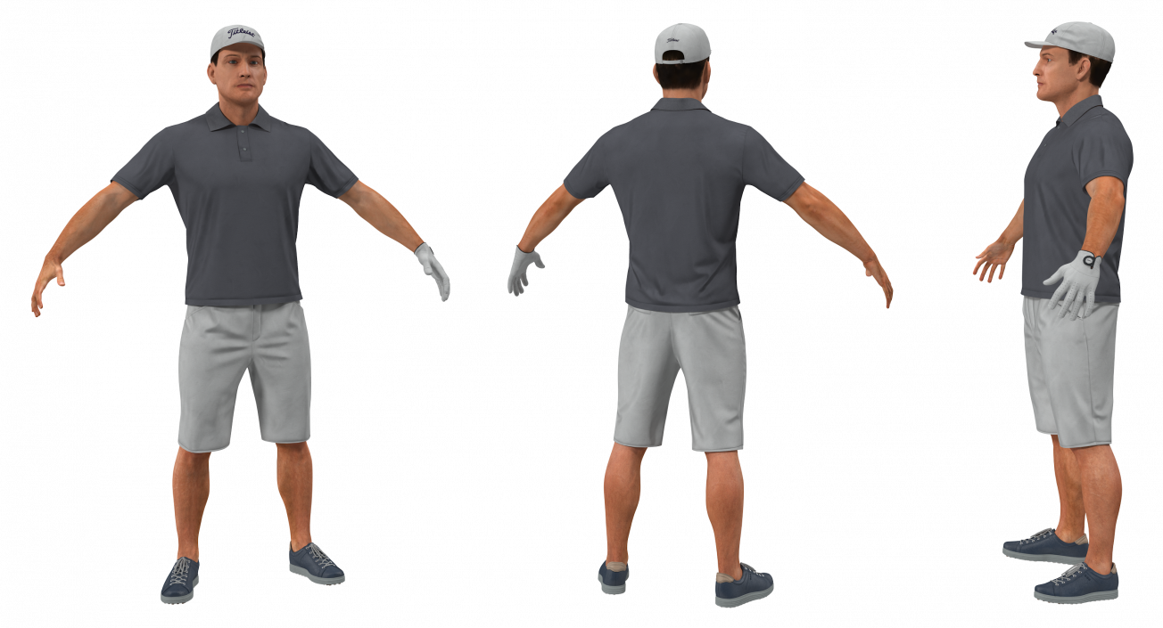 Golf Player 2 with Fur Rigged 3D model