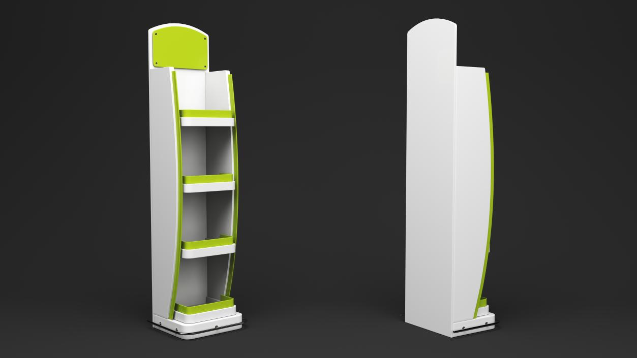 3D White Green Multi Shelf Display Rack