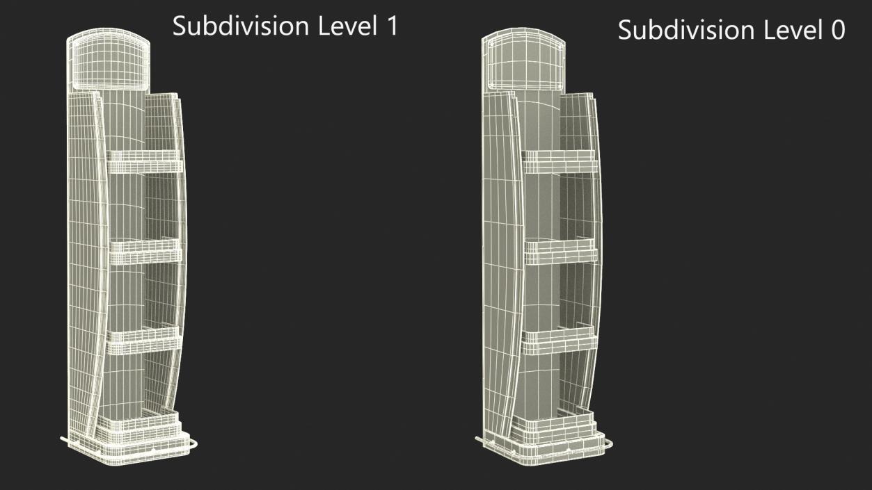 3D White Green Multi Shelf Display Rack