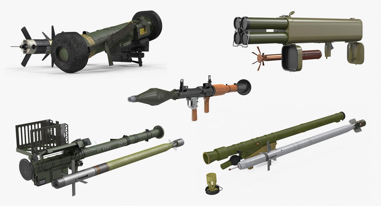 Rocket Launchers with Rockets Collection 2 3D