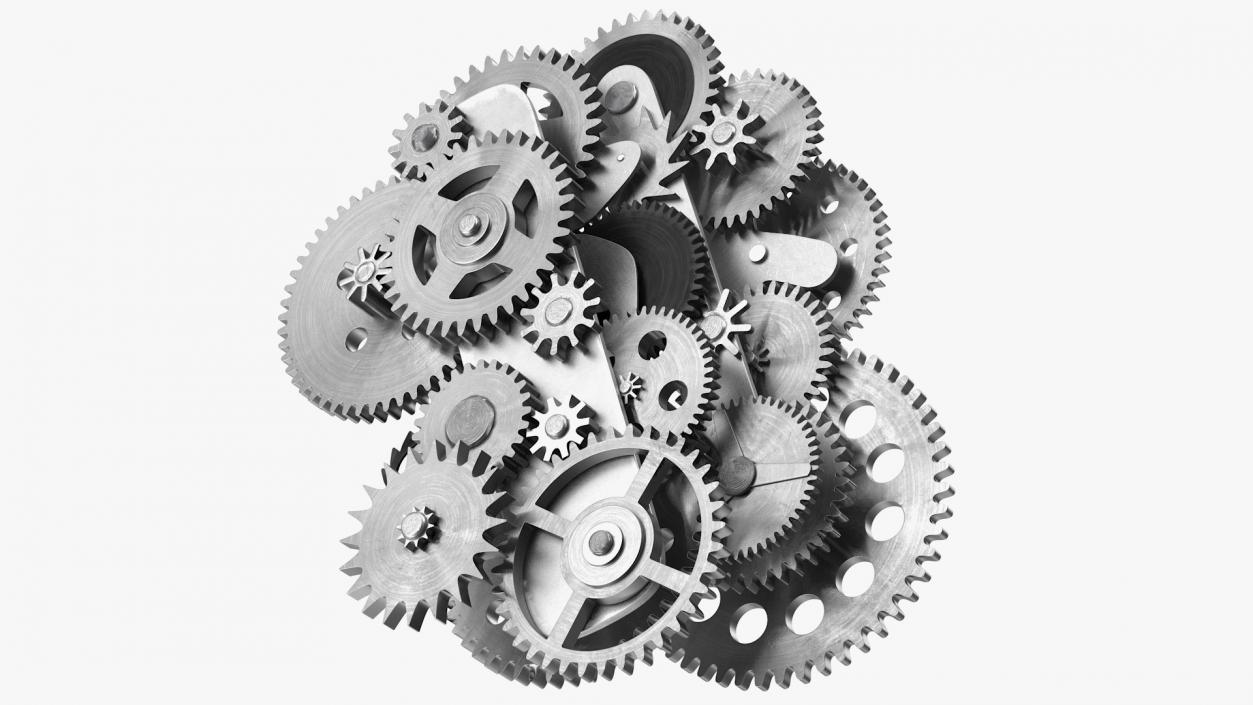 3D Clockwork Gear Mechanism Silver