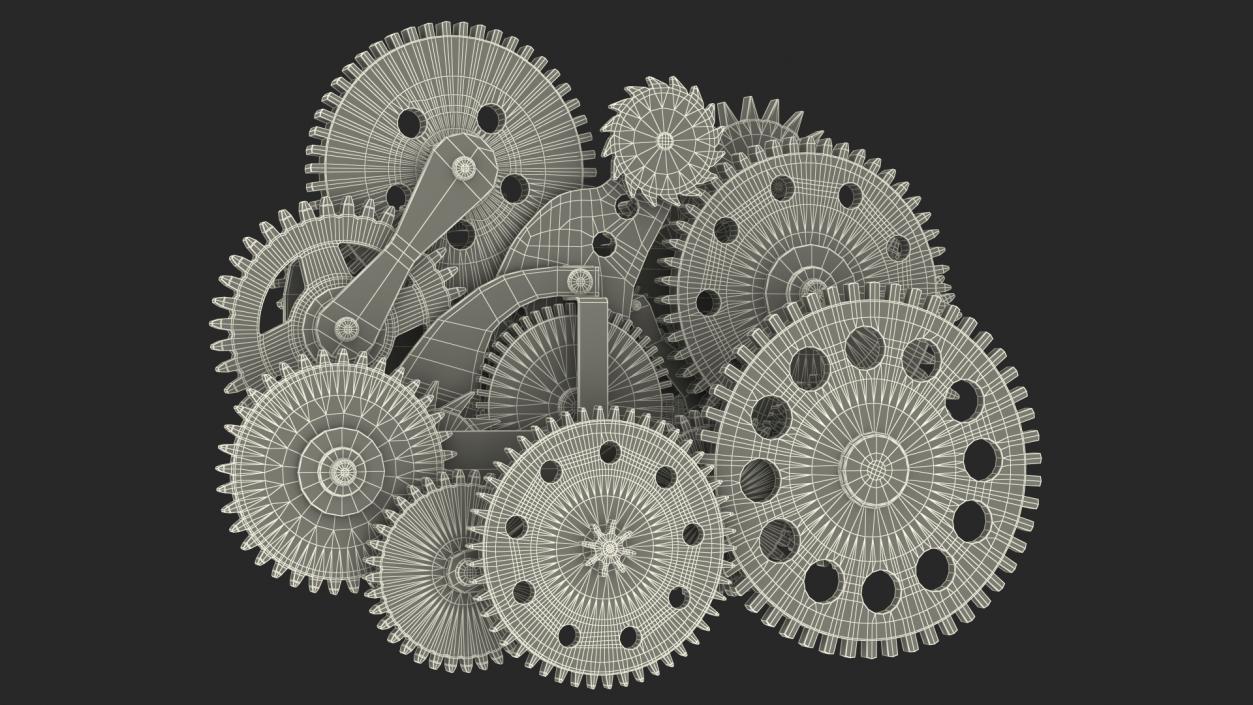 3D Clockwork Gear Mechanism Silver