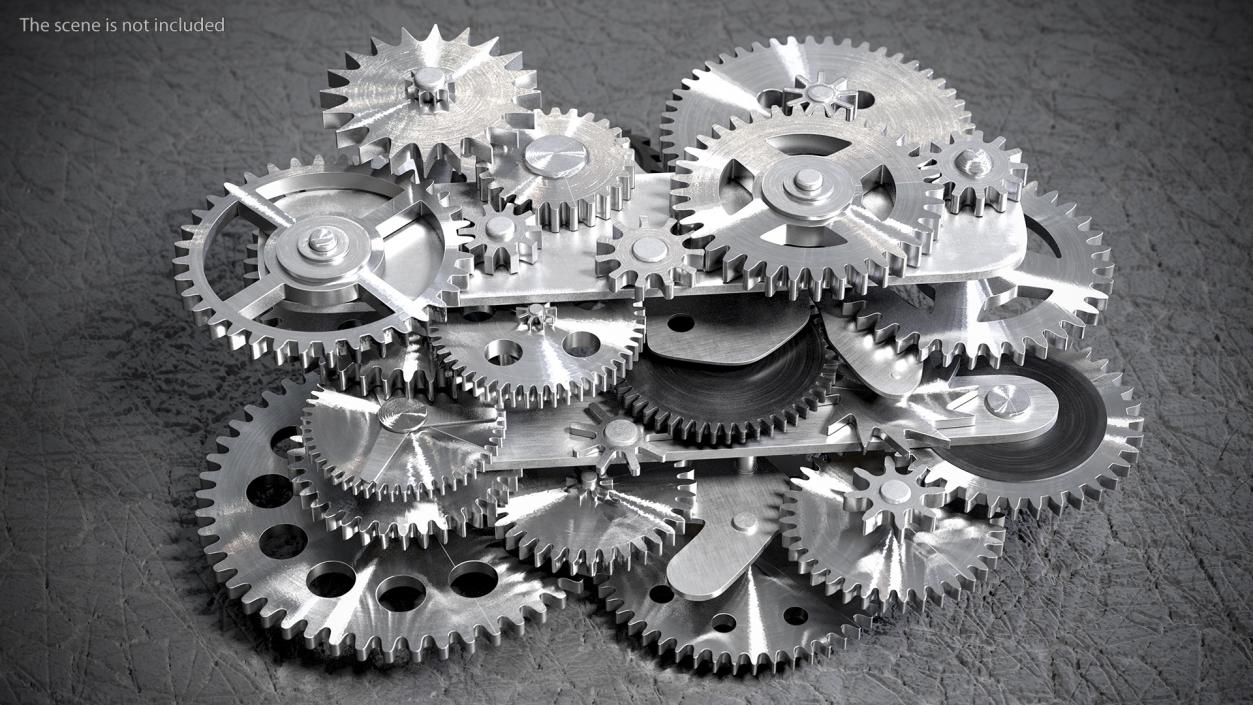 3D Clockwork Gear Mechanism Silver