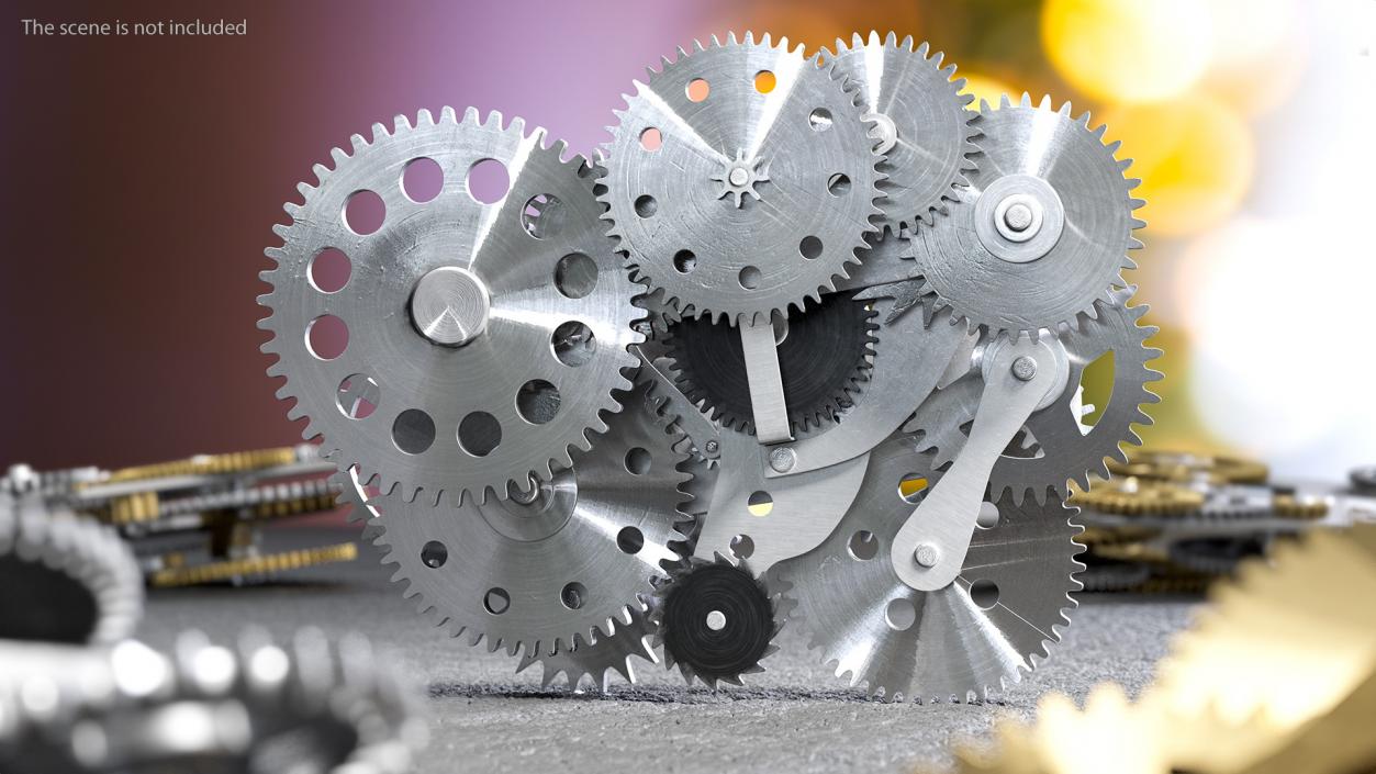 3D Clockwork Gear Mechanism Silver