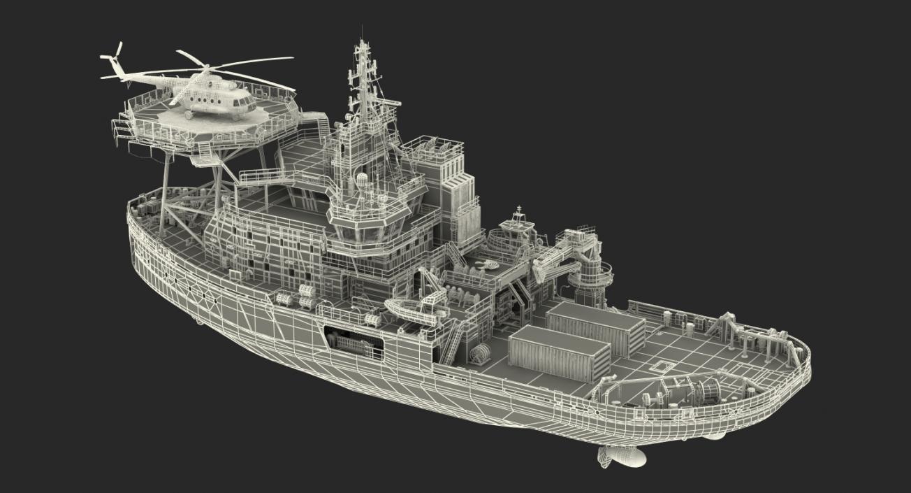 Icebreaker Baltika with Mi-8 Helicopter 3D model