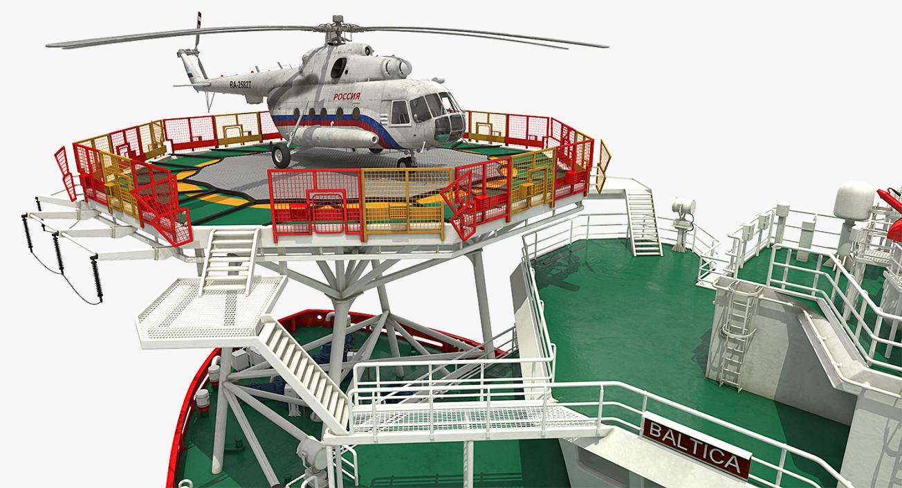 Icebreaker Baltika with Mi-8 Helicopter 3D model