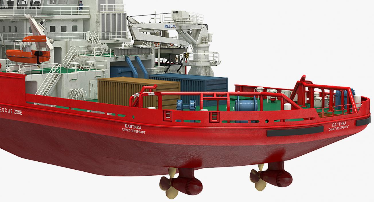 Icebreaker Baltika with Mi-8 Helicopter 3D model