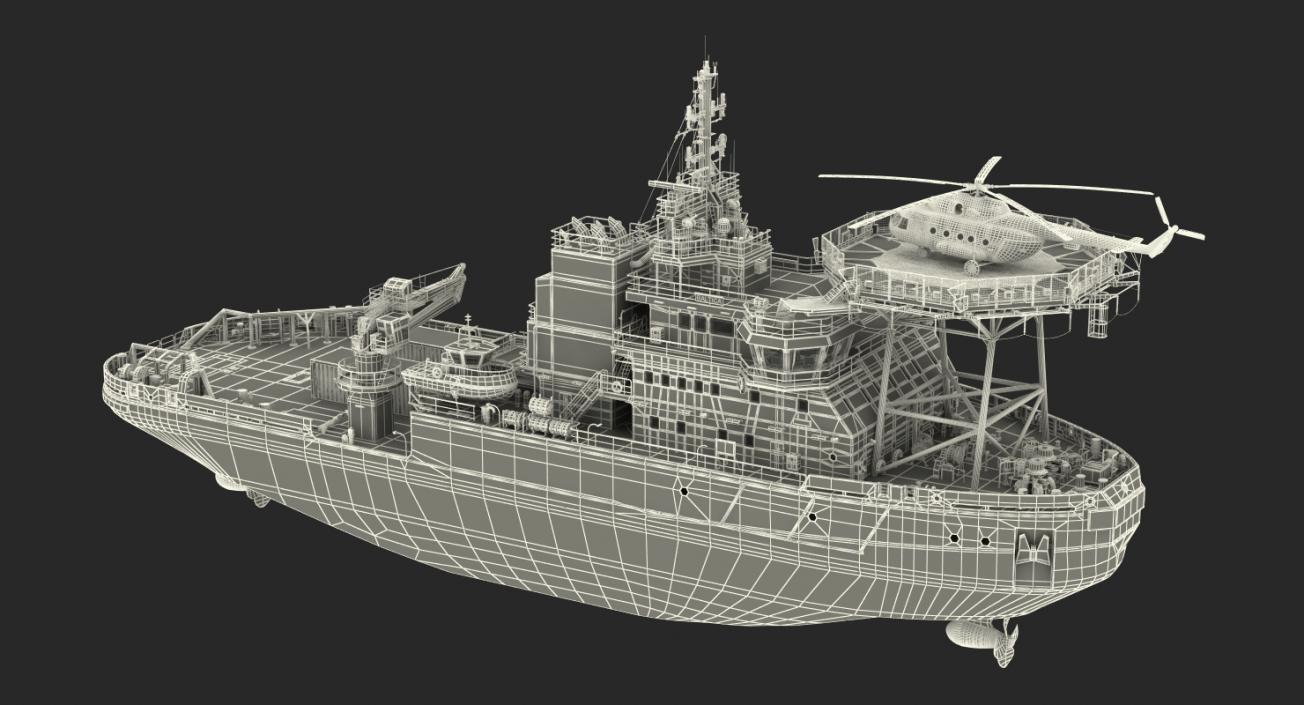 Icebreaker Baltika with Mi-8 Helicopter 3D model