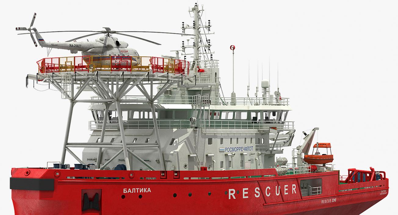 Icebreaker Baltika with Mi-8 Helicopter 3D model