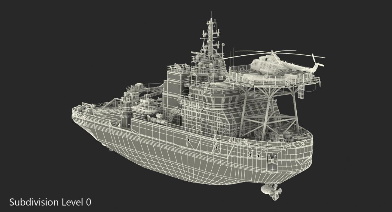 Icebreaker Baltika with Mi-8 Helicopter 3D model