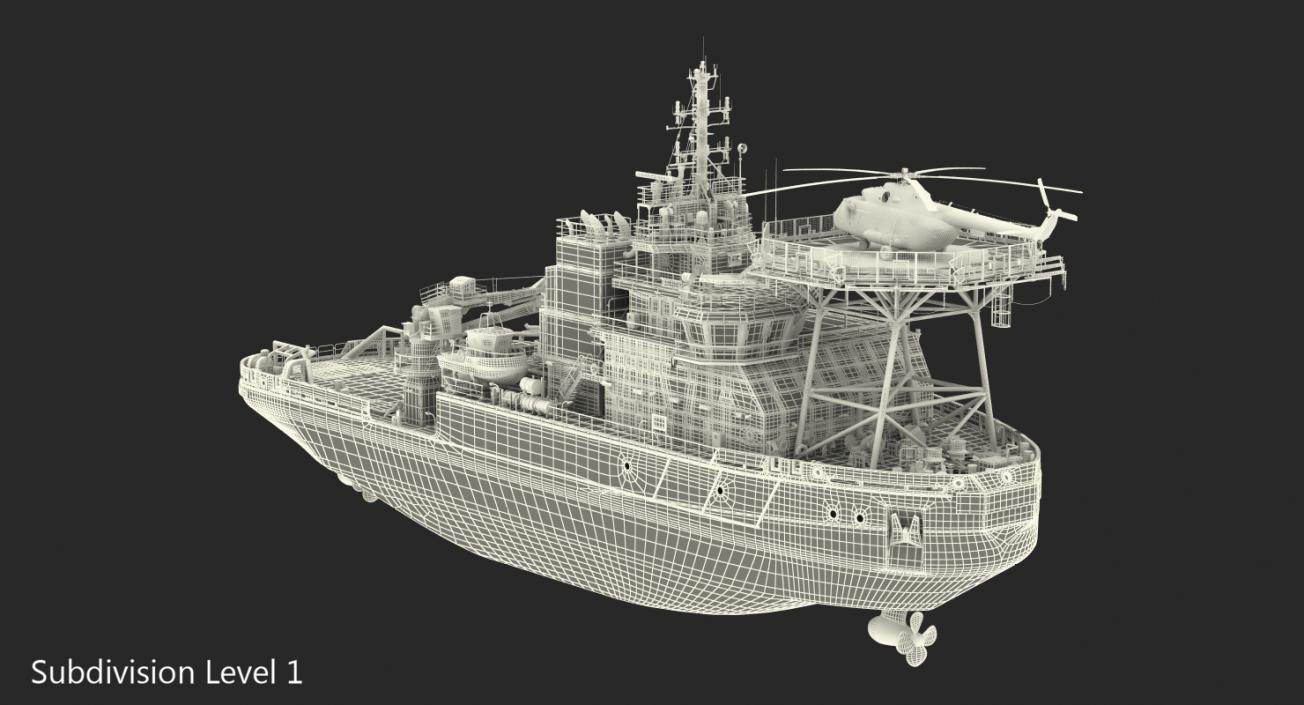 Icebreaker Baltika with Mi-8 Helicopter 3D model