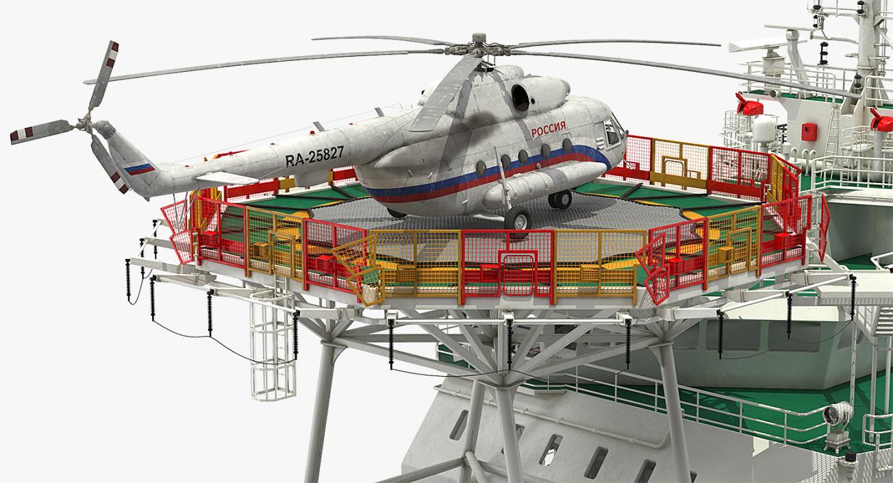 Icebreaker Baltika with Mi-8 Helicopter 3D model