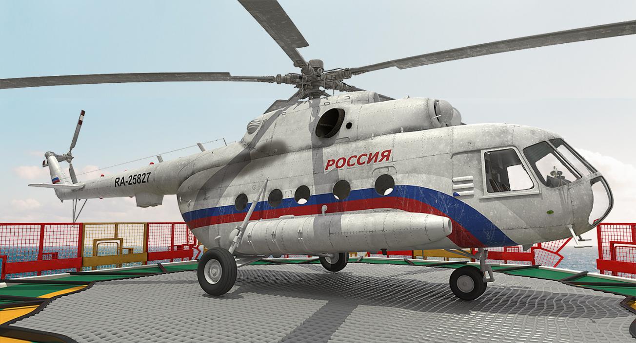 Icebreaker Baltika with Mi-8 Helicopter 3D model