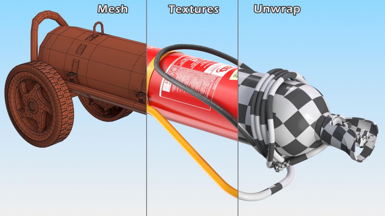 ABS SRL Trolley Fire Extinguisher 30Kg CO2 3D