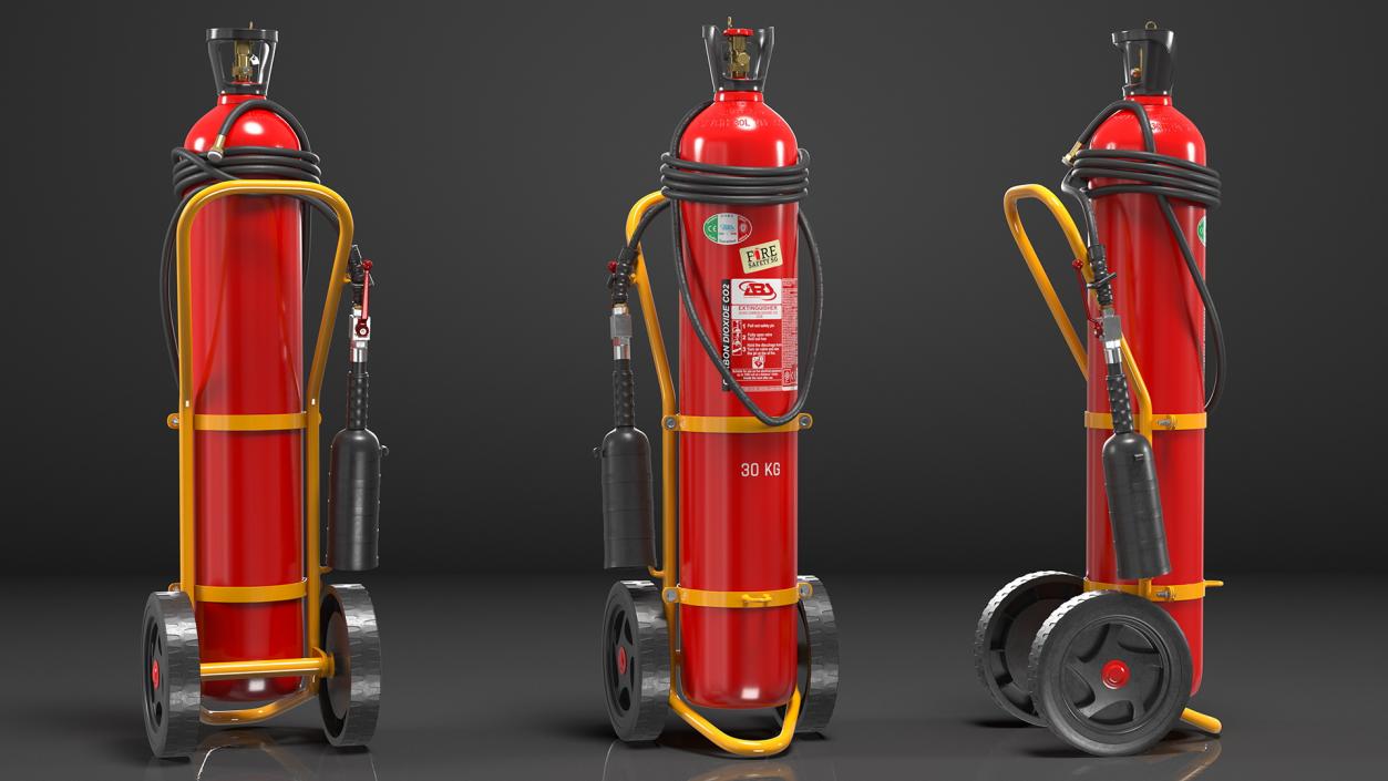 ABS SRL Trolley Fire Extinguisher 30Kg CO2 3D