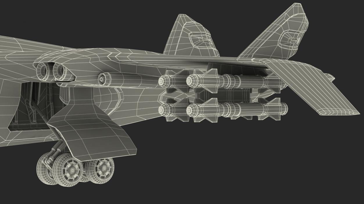 Futuristic Damaged Fighter Aircraft Rigged 3D