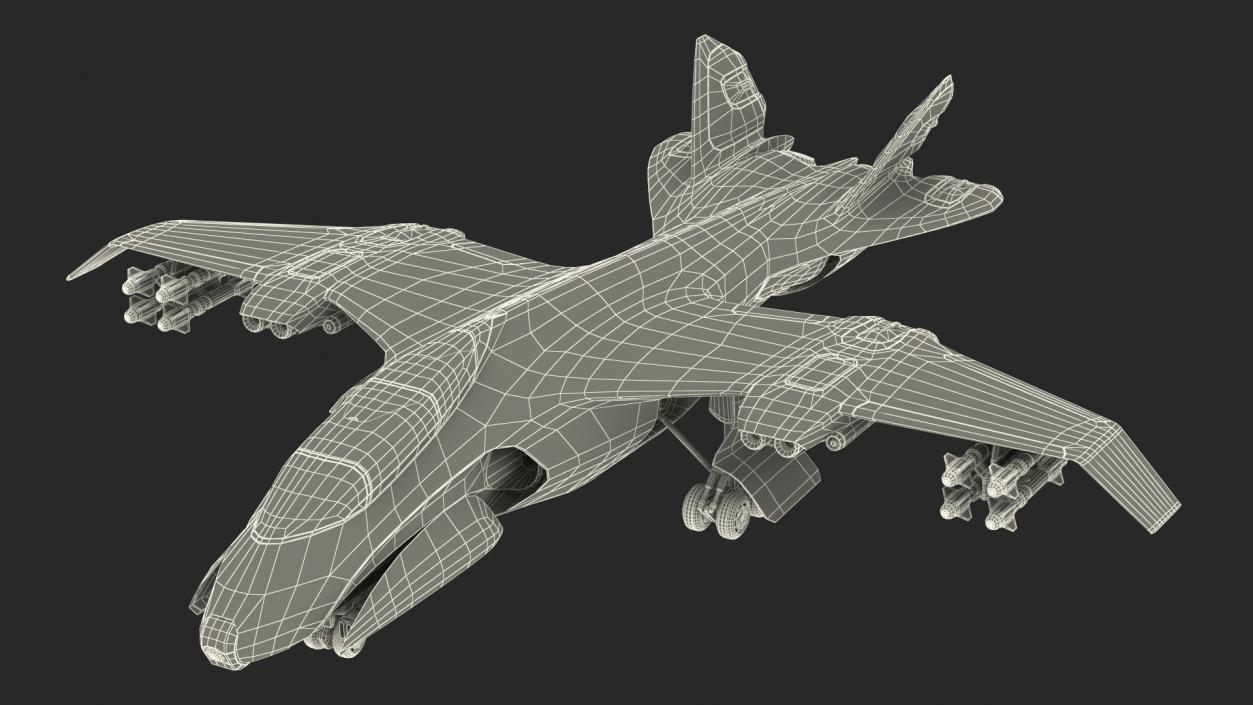 Futuristic Damaged Fighter Aircraft Rigged 3D