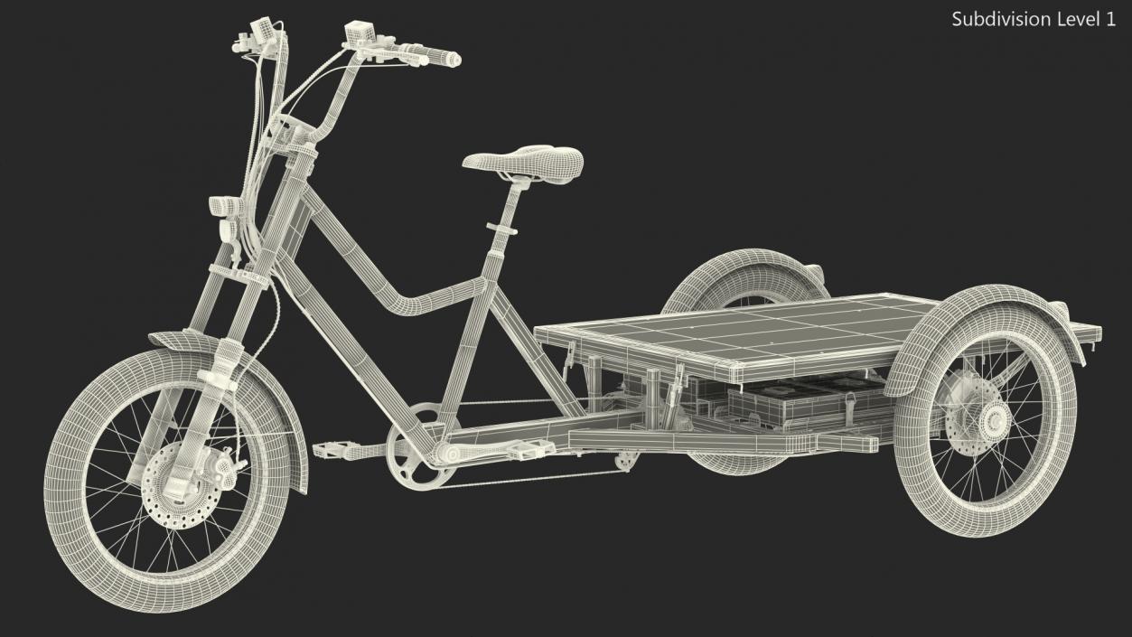 Commercial Grade Electric Trike with  Flatbed Rigged 3D