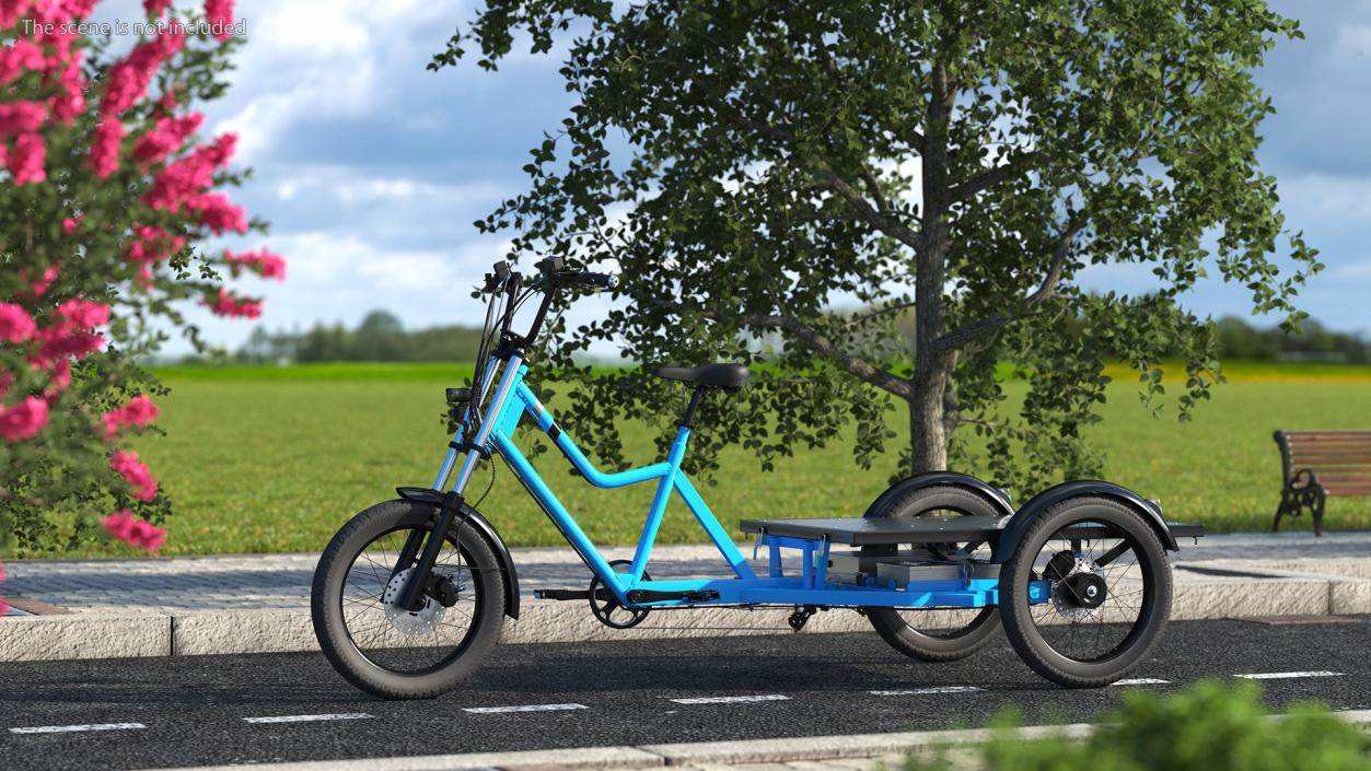 Commercial Grade Electric Trike with  Flatbed Rigged 3D