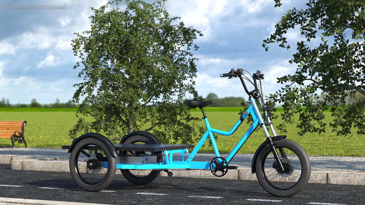 Commercial Grade Electric Trike with  Flatbed Rigged 3D