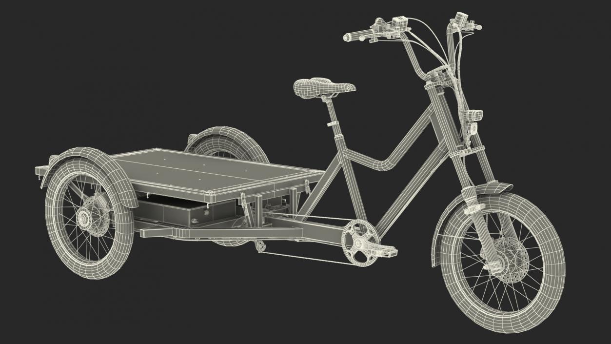 Commercial Grade Electric Trike with  Flatbed Rigged 3D