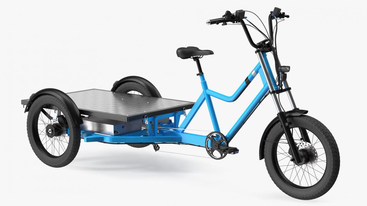 Commercial Grade Electric Trike with  Flatbed Rigged 3D