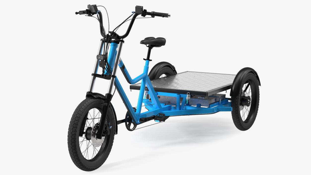 Commercial Grade Electric Trike with  Flatbed Rigged 3D