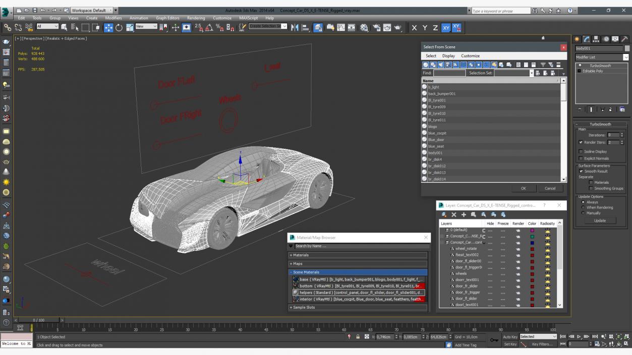 3D Concept Car DS X E-TENSE Rigged