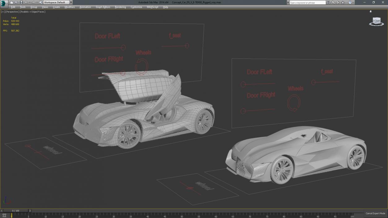 3D Concept Car DS X E-TENSE Rigged