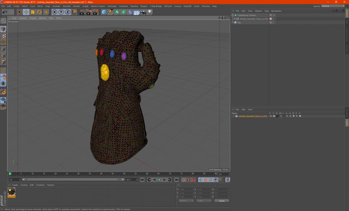 3D model Infinity Gauntlet Glow in Fist