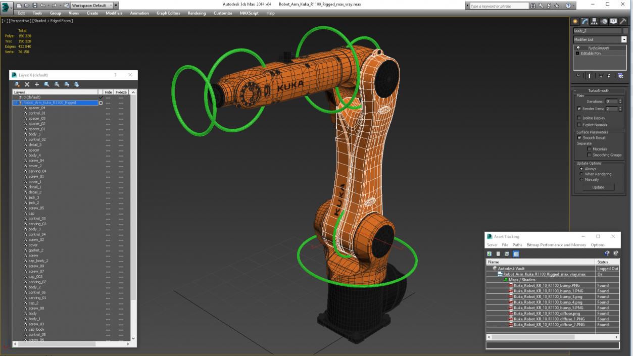 Robot Arm Kuka R1100 Rigged 3D