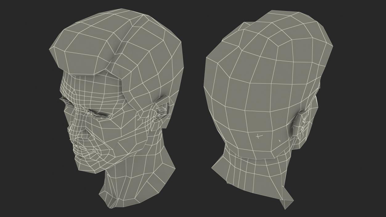 3D Asian Man Heads Collection 4 model