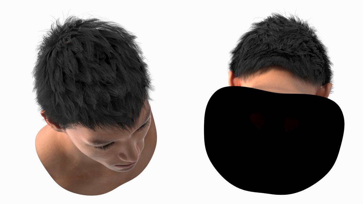 3D Asian Man Heads Collection 4 model