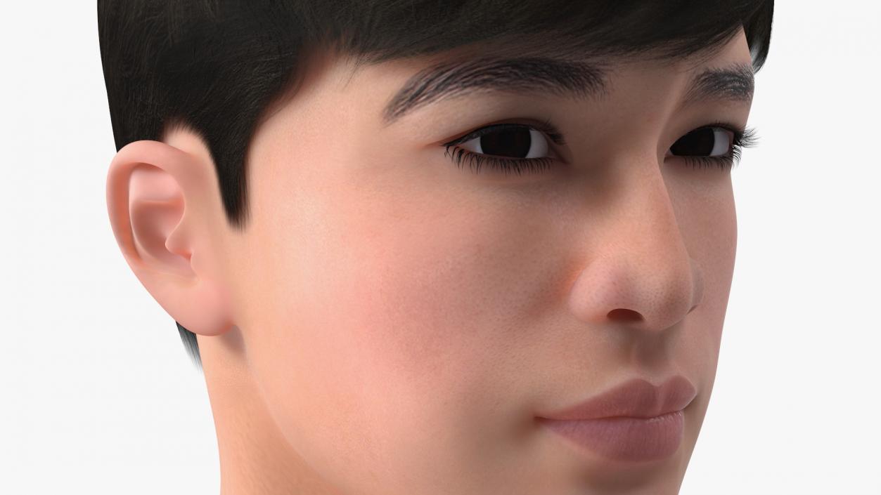 3D Asian Man Heads Collection 4 model