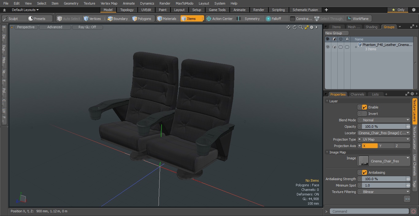 3D Phantom P40 Leather Cinema Chairs for Two Places model