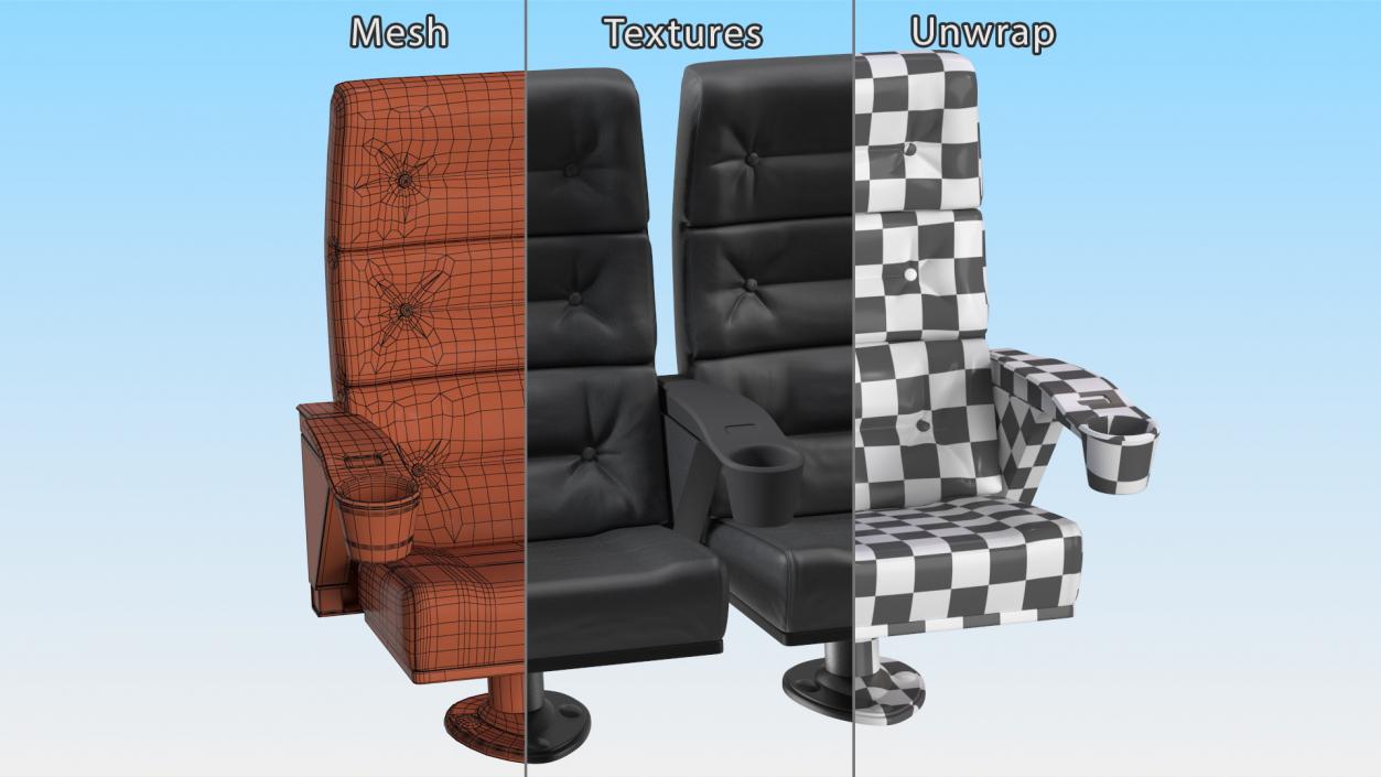 3D Phantom P40 Leather Cinema Chairs for Two Places model