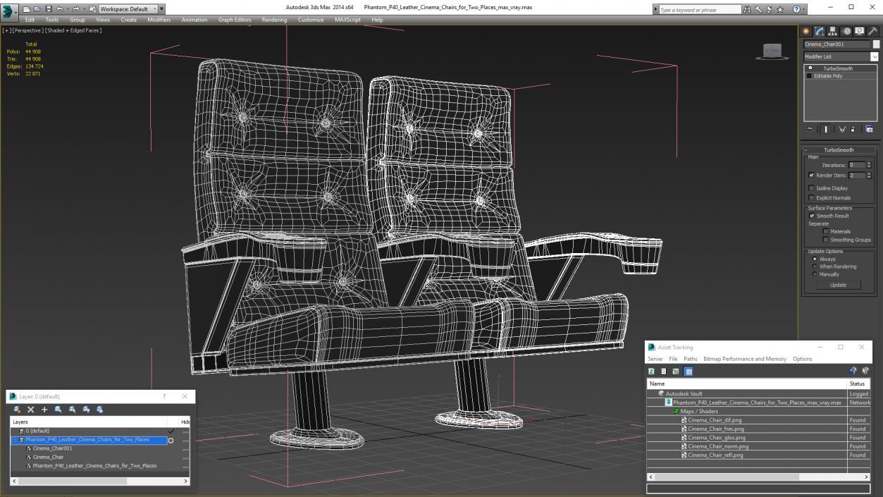 3D Phantom P40 Leather Cinema Chairs for Two Places model