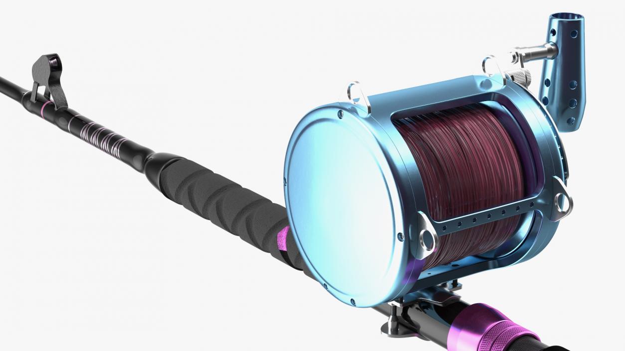 3D Telescopic Fishing Rod and Reel Rigged model