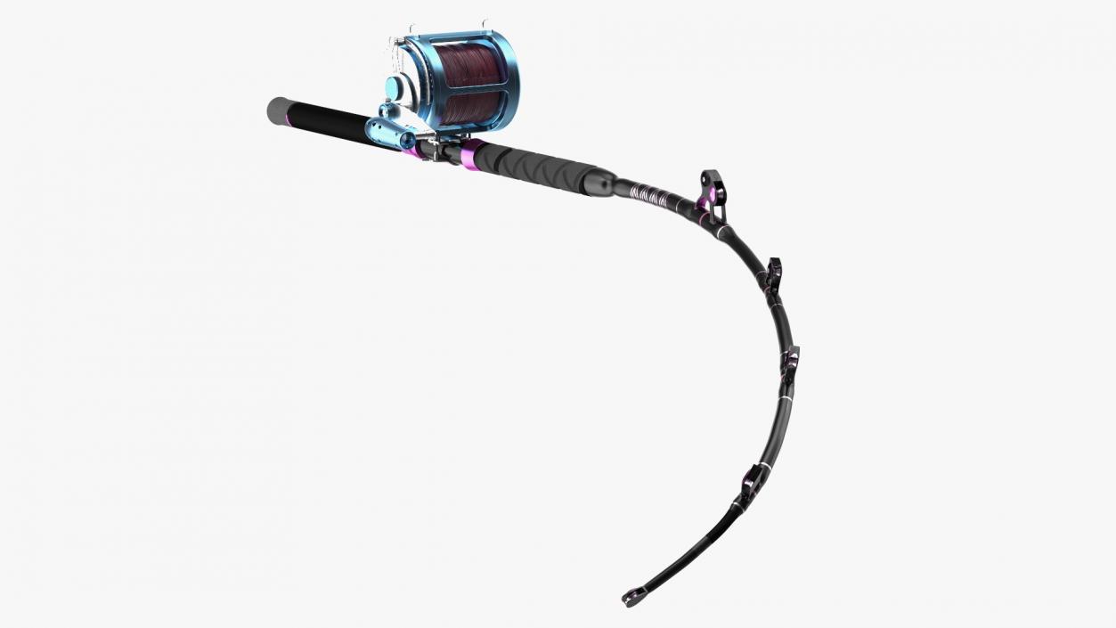 3D Telescopic Fishing Rod and Reel Rigged model