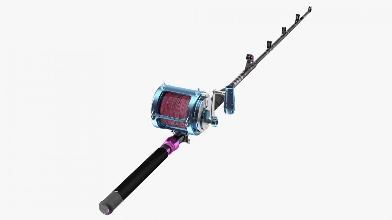 3D Telescopic Fishing Rod and Reel Rigged model