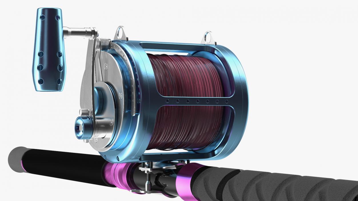 3D Telescopic Fishing Rod and Reel Rigged model