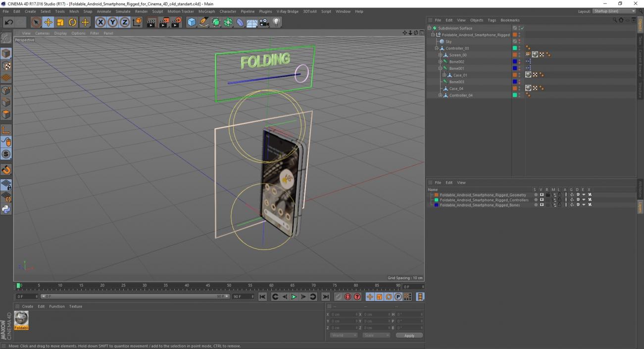 3D Foldable Android Smartphone Rigged for Cinema 4D model