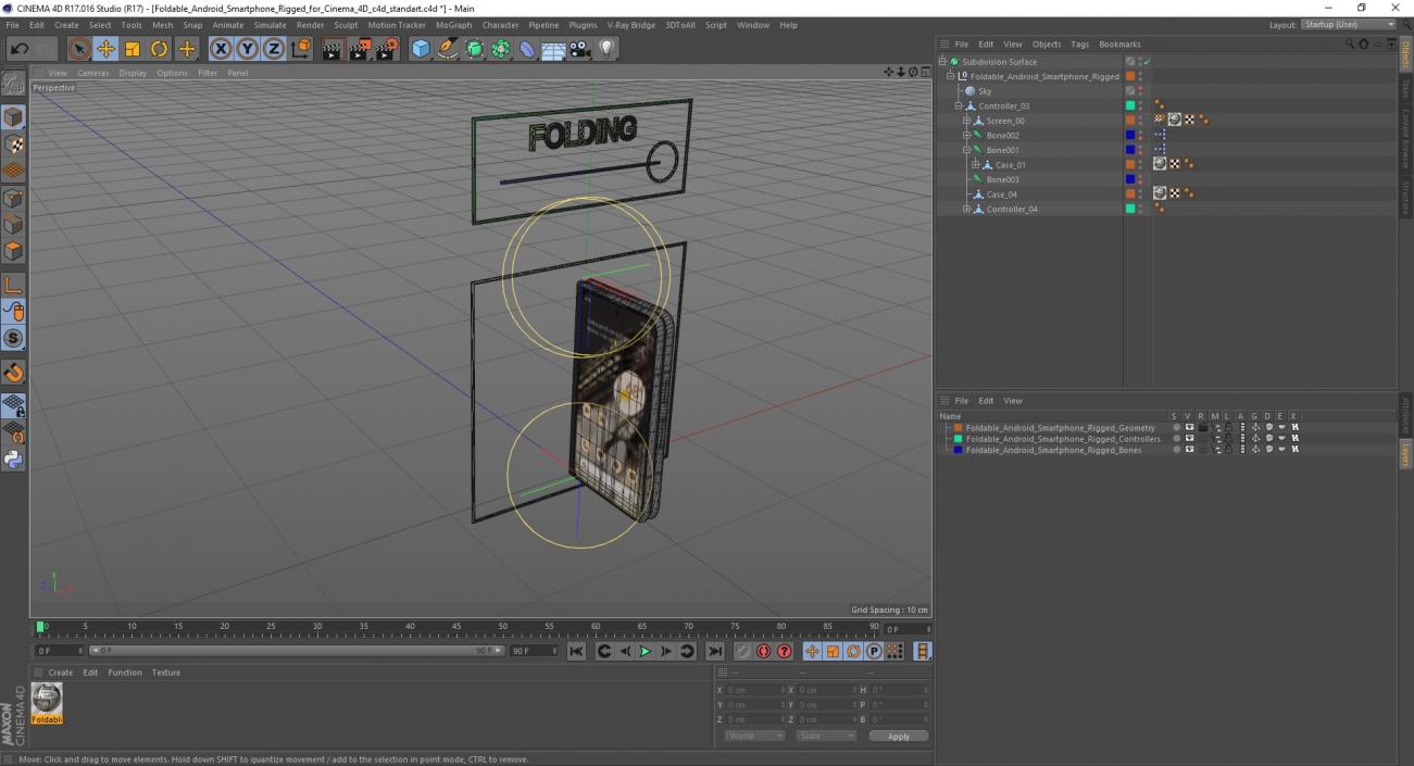 3D Foldable Android Smartphone Rigged for Cinema 4D model