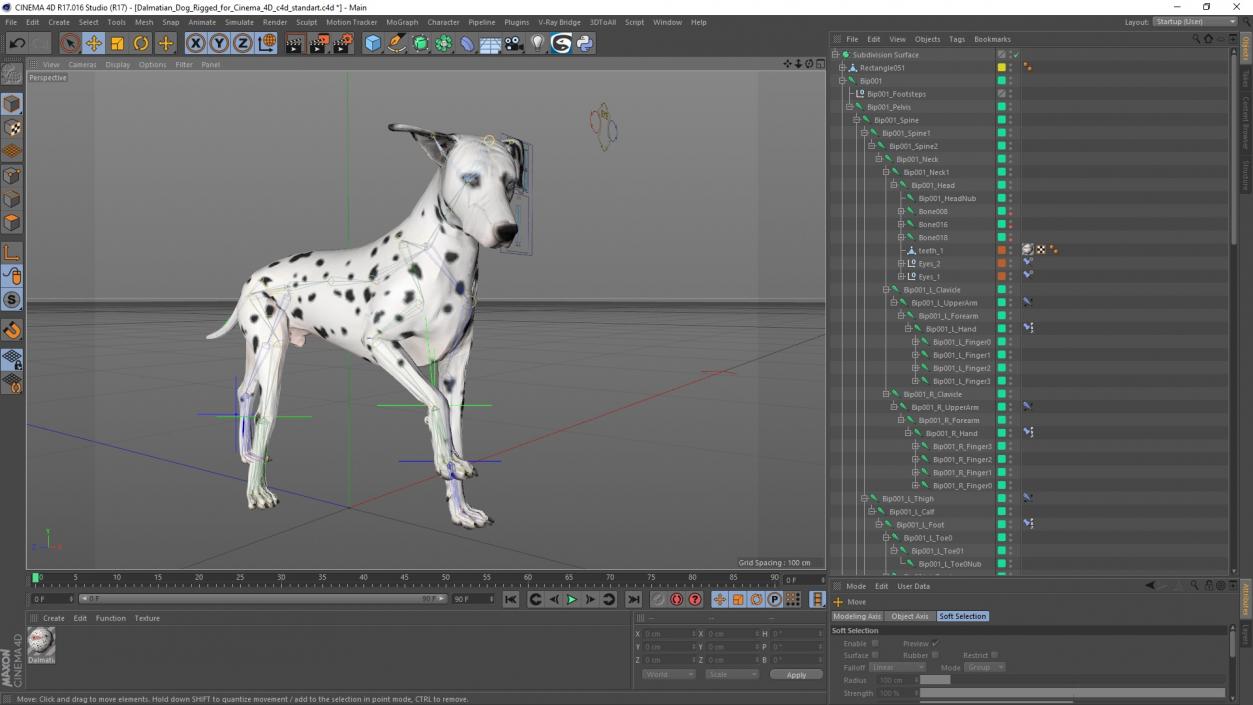 3D Dalmatian Dog Rigged for Cinema 4D 2