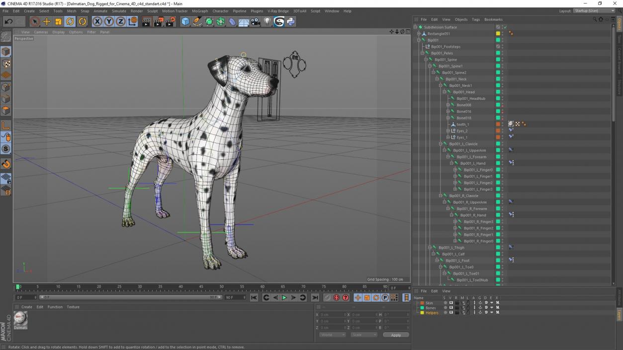 3D Dalmatian Dog Rigged for Cinema 4D 2