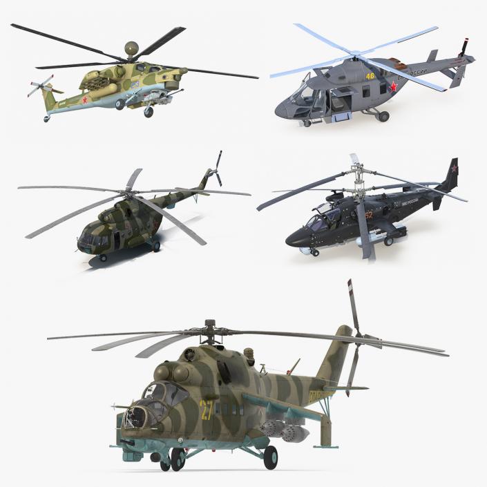 3D Rigged Russian Military Helicopters 3D Models Collection