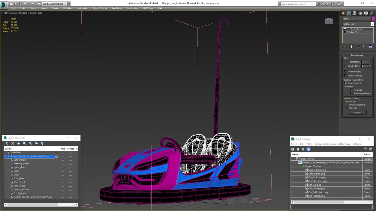 3D model Bumper Car Bertazzon NewYork Purple