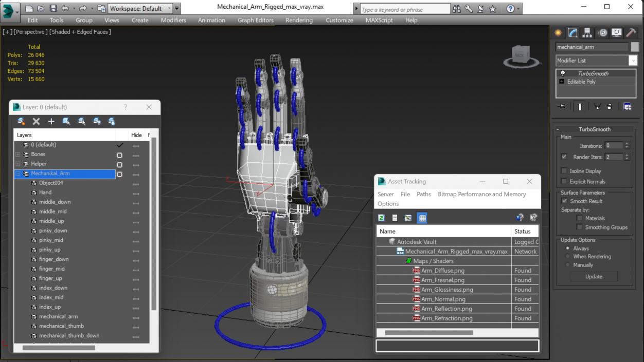 3D model Mechanical Arm Rigged for Cinema 4D