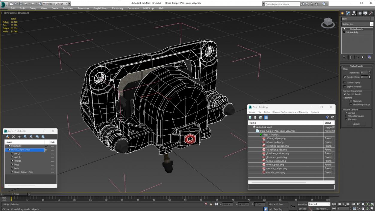 3D Brake Caliper Pads model